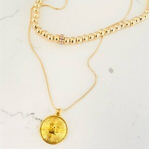 Luxury Logo Gold Medallion Repurposed Zipper Pull Necklace